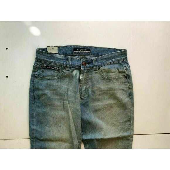 City Girl Juniors Light Blue Cotton Denim  Cuffed Denim Crop Jeans - Picture 3 of 6